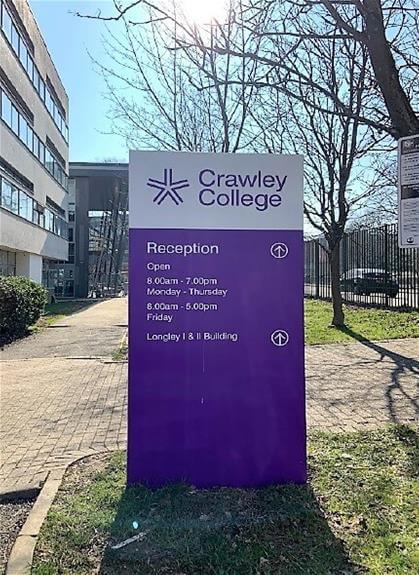 Crawley College wayfinding sign